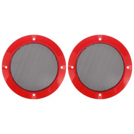 X AUTOHAUX 2pcs 4" Red Car Audio Speaker Cover Grill Glossy Guard Protector