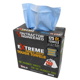 CE TOOLS EXTREME Heavy Duty Tough Towels, Blue Shop Towels, 125 Sheets, 9"x16.75"