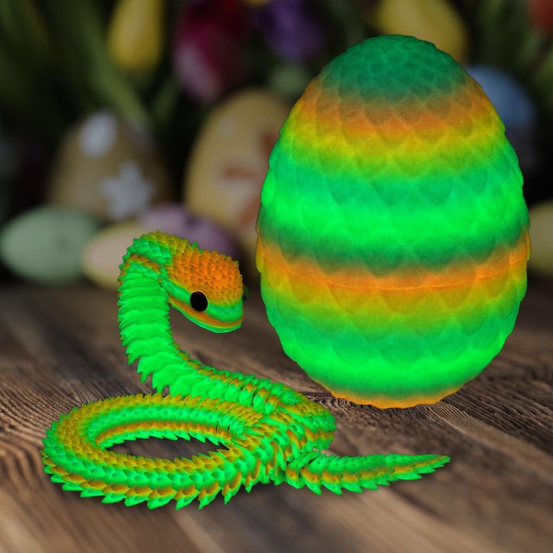 2PCS 3D Printed Snake in Egg, 3D Printed Dragon Egg