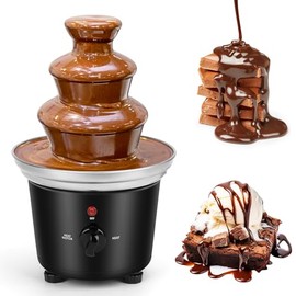 Máquina de fuente de chocolate - Fuente eléctrica de 3 niveles, mini fuente de fondue de chocolate de acero inoxidable para fiestas, queso derretido, 