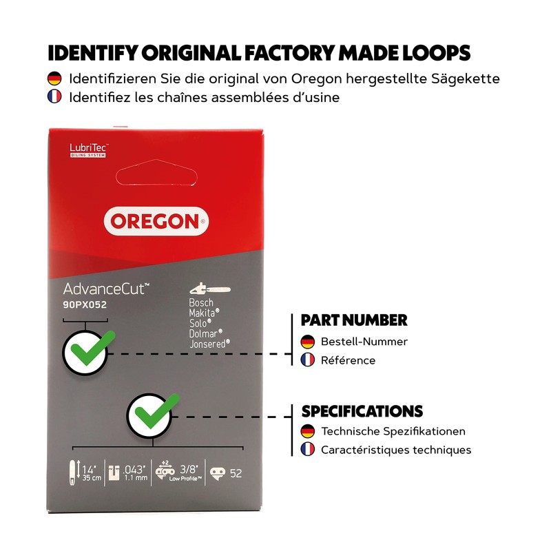 Oregon AdvanceCut Chainsaw Chain for 14-Inch (35cm) Bar -52 Drive