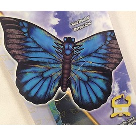 X-Kites 27" Blue Morpho Butterfly Nylon Kite with Handle, Line, QuikClip & SkyTails Included