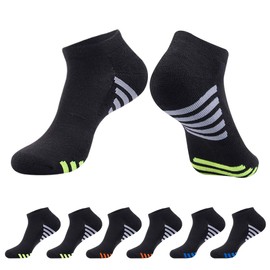JOYNÉE Mens Athletic Low Cut Ankle Socks Cushioned Running Sports Sock for Men 6 Pack,Black,Sock Size 10-13