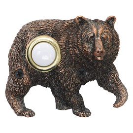Waterwood Bear Doorbell in Bronze Plated Durable Polyresin - Lighted Push Button/Easy to Install - 2.75" W x 2.38" H x 1" D