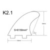UPSURF Surfboard Fins Double Tabs K2.1 Size, 5 Fins, Set
