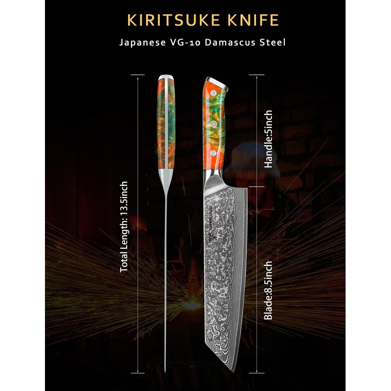 SANMUZUO 8.5 inch Kiritsuke Kitchen Chef Knife - 67 Layers