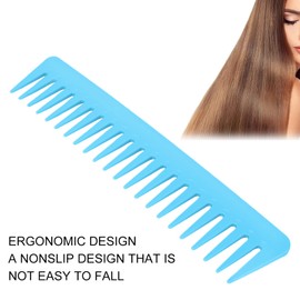 Peine de Dientes Anchos, Cabello Grande Redondeado, Peine Desenredante sin Mango para Cabello Rizado, Cabello Húmedo y Seco (Azul)