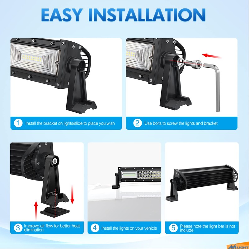 Nilight 2PCS Side-Mounted Brackets Universal Adjustable Mounting Brackets for LED