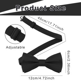 YIAJIA Black Bow Ties for Men, Solid Color Adjustable Bowtie, Men's Pre-Tied Satin Formal Tuxedo Bowtie for for Men Party Wedding