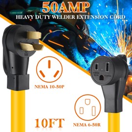 Tellegloww 10FT NEMA 10-50P to 6-50R Welder Adapter Cord, 50 Amp 3 Prong 10-50P Male to 6-50R Female Adapter Stove to Welder Extension Cord for Welding Machine Plasma Cutter, STW 8 AWG/3C, ETL Listed