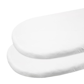 Gllquen Baby Bassinet Sheets 2 Pack, 100% Organic Cotton Bassinet Fitted Sheets for Girls Boys, Soft & Breathable Unisex Bassinet Mattress Sheets for Standard Bassinet 32"X16"(White)