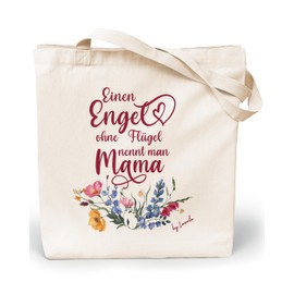 Loxato Mum Gift - Mother's Day Gift Bag - World's Best Mum Bag 100% Cotton - Mother and Grandma Gift - Shopping Bag Canvas Fabric 220 g/m² with Long Handle, Ein Engel Mama