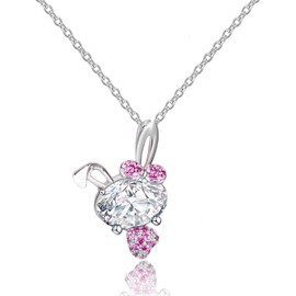 ROGBLIN Cute Rabbit Pendant Necklace for Women, Lovely Rabbit Necklace Hypoallergenic Cubic Zirconia Rabbit Jewelry for Daughter Granddaughter Niece Birthday Gifts, Rabbit Lover Gifts