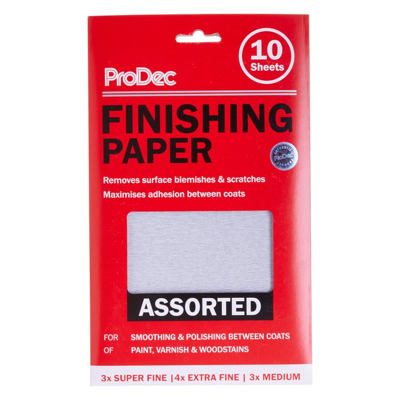 ProDec 10 Sheets Assorted Grades Finishing Paper for Sanding Between