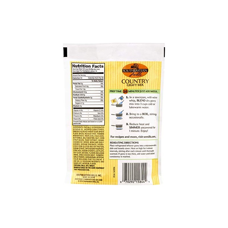 Southeastern Mills Country Gravy Mix 4.5 oz. Packets (3 Pack)