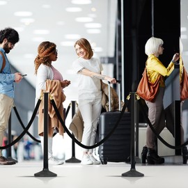 4 Pack Stanchion Post with Velvet Ropes (Weighted Base), Crowd Control Barriers, Red Carpet Runner Poles, Queue Poles for Party, Movie Theater