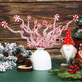 Leyndo 4 Pcs Set Red White Christmas Tree Decorations Candy Cane 11.8 Inch Candy Curly Picks Lollipop Christmas Tree Topper Sticks Ornaments Christmas Tree Decor for Xmas Tree Home(7 Lollipop Set)