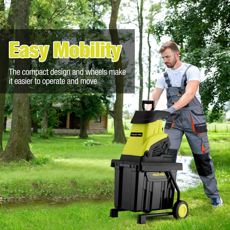 PHELEX PRO Wood Chipper Shredder, 1800W Electric Mulcher Shredder with