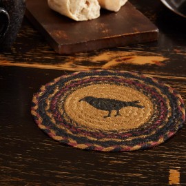 VHC Brands Heritage Farms Crow Jute Trivet 8" Round Farmhouse Country Rustic VHC Brands