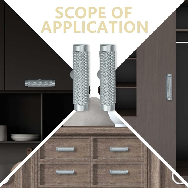 Bwintech 12 Pack Grey 50MM Knurled Cupboard Handles, Furniture Drawer