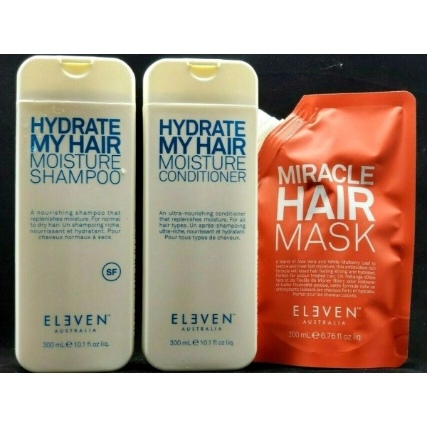 Eleven Australia Hydrate My Hair Shampoo, Conditioner 10.1oz & Mask