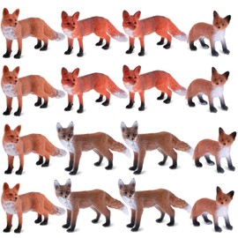 Zomiboo 16-Piece Set Fox Toy Figures Red Fox Figures PVC Plastic Fox Toy Realistic Miniature Fox Mini Red Fox Toy Figure Wild Fox Figures Set for Collection Home Decor