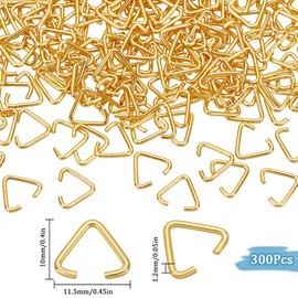 SOFPLATE 1 Box 300Pcs Triangle Open Jump Rings 12mm Iron Pinch Clip Bails Hang Drops Gold Pinch Bails Connectors Link Jumping Ring for jewellery Findings Earrings Bracelet Necklace Keychain DIY Craft