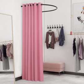 HIYOUGO Fitting Room Clothing Store, Simple Portable Dressing Room Wall-Mounted Changing Room with U Shaped Rod Privacy Screen for forboutique Retail Store Kiosk Shop (Size:80x85x200cm,Color:Pink)