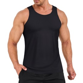 EKLENTSON Men's Muscle Gym Tank Top Workout Sleeveless Shirts Stretchy Active Quick Dry Fit Shirt, Black, XX-Large