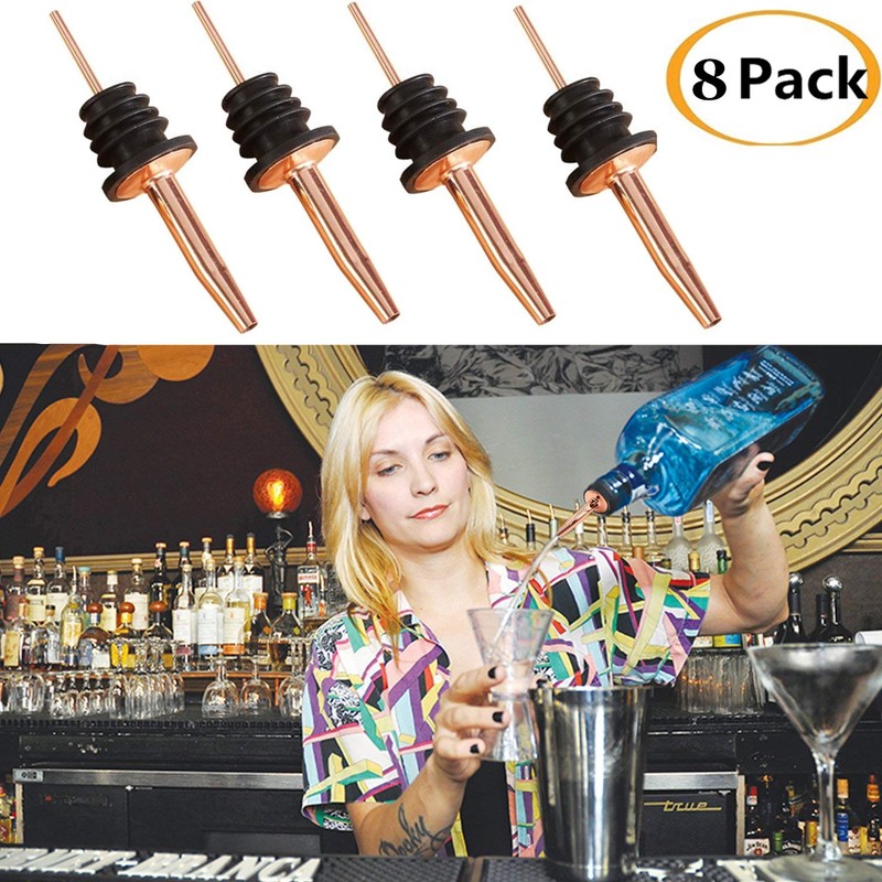 Liquor Bottle Pourers - 8 Pack Stainless Steel Classic Bottle Pourers