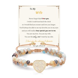 Sistble Gifts for Wife, Wife Birthday Gift Ideas Jasper Love Bracelet Romantic Anniversary Christmas Gifts for Women To My Wife Bracelet form Husband Beaded Jewelry Gifts for Her