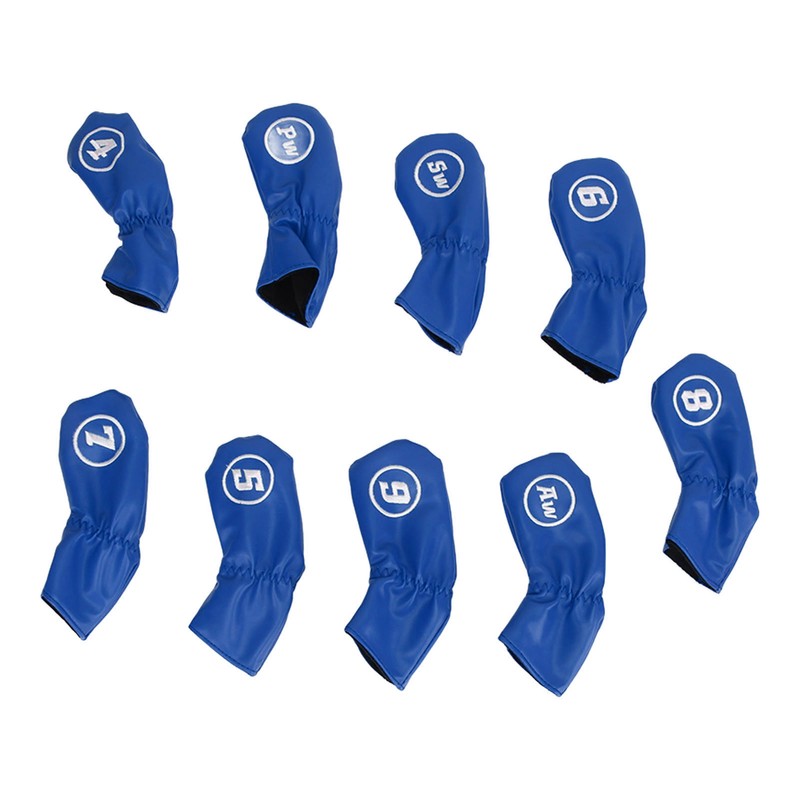 9Pcs Golf Iron Head Covers PU Waterproof Golf Club Headcovers