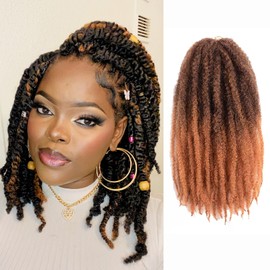 ToyoTress Marley Hair Crochet Braids - 12 Inch 6 Packs T30 Ombre Brown, Afro Kinky Curly Marley Twist Braids Synthetic Crochet Braiding Hair Extensions(12 Inch, T30-6P)