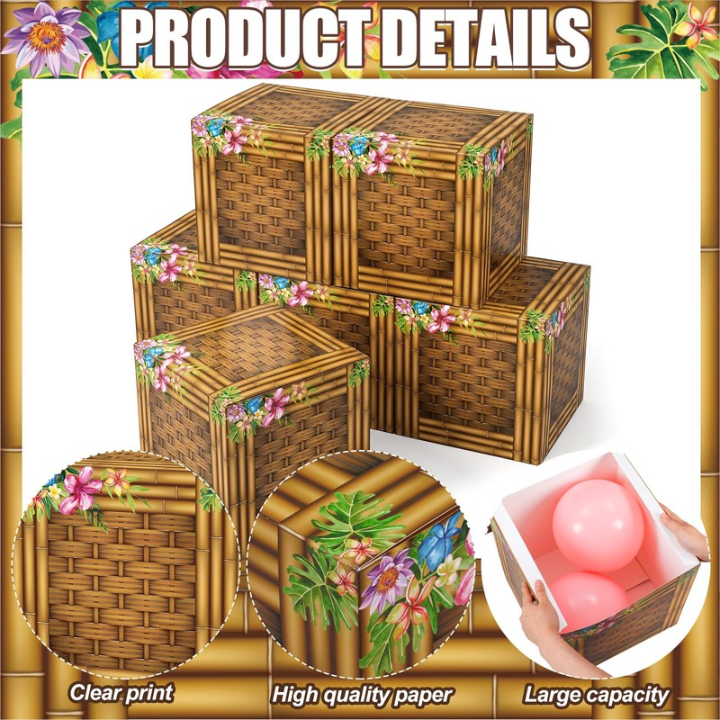 6 Pcs 3D Tree Stump Boxes, Hawaii Fake Wood Centerpieces