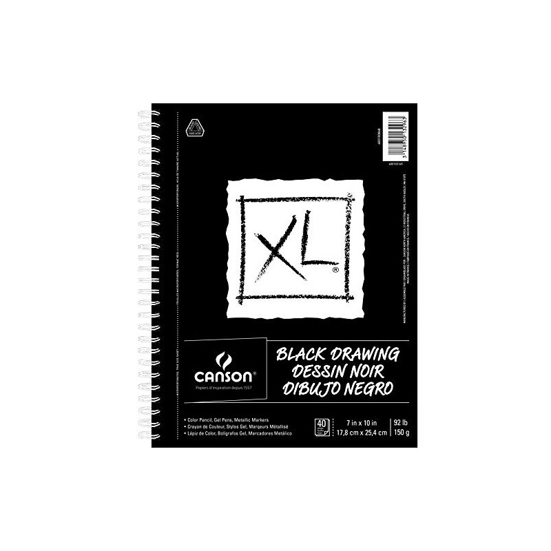 Canson XL Black Drawing Pad - 10'' x 7'', wire