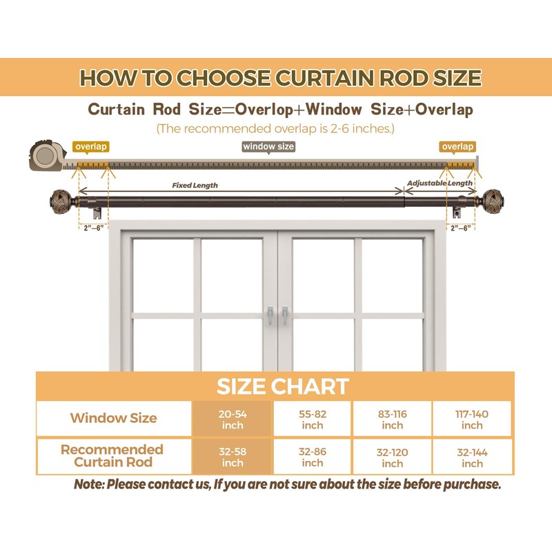 Bronze Curtain Rod 32 to 58 Inches (2.6 to 4.8