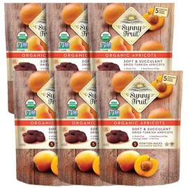 Sunny Fruit Soft Organic Turkish Dried Apricots - 6 Bags (30 Individual Portion Packs) | No Preservatives, No Sugar Added | Healthy, Convenient Snack Packs | ORGANIC, NON-GMO, VEGAN, HALAL, KOSHER