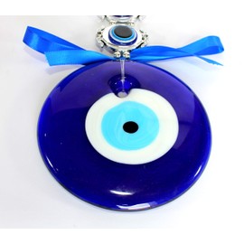 ESPLANADE Glass Evil Eye Car Door Hanging for Good Luck and Prosperity (Blue, Big)