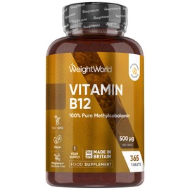 Vitamin B12 Tablets - 365 Tablets - 1 Year Supply - 1 per Day - 500mcg