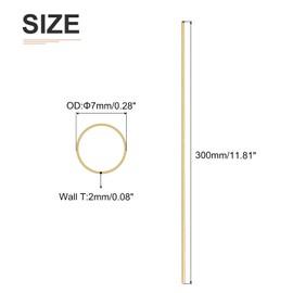 DTGN 7 mm x 2 mm x 300 mm (AD x Wall TxL) Brass Pipe - 1 Pack - Good for Machine Equipment Crafts Decorative Frame - Round Metal Tubes