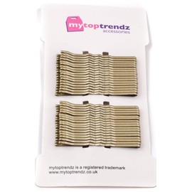 Mytoptrendz® 64 pcs -Small 5cm Kirby Hair Grips Bobby Pins Non Slip Small Metal Hair Slides Essential Styling Accessories- Gold Blonde