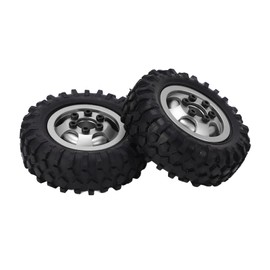 55 mm RC Tyres, 2 Pieces/Set Universal RC Wheel Rims Tyres High Grip Rubber Tyres 7 mm Hex Hub Set RC Truck Wheel Rims Toy Tyre Car Tyre Accessories for Axial SCX24 1/24 RC Crawler Car