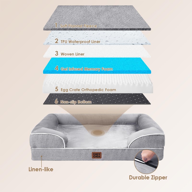EHEYCIGA Orthopedic Dog Bed for Medium Dogs, Waterproof Memory Foam