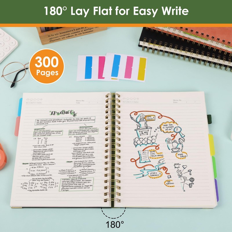5 Subject Notebook College Ruled with Movable Tab Dividers, 300