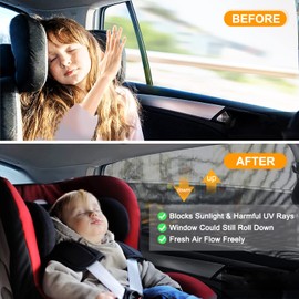 PEYOU - Parasol para ventana de coche, paquete de 2 parasoles para ventana de coche, protección UV para camping, malla transpirable, fundas de ventana de coche de bebé, ajuste universal para la mayoría (99%) de los coches, tintes de protección de privaci
