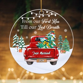 First Christmas Married Ornament 2024, Just Married Gifts for Newlywed; Wedding Ornament 2024; Bridal Shower Gifts for Bride to Be; Wedding Gifts for Couples 2024; Christmas Wedding Gifts Ideas