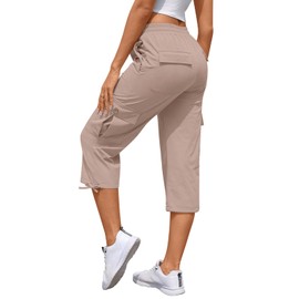 Bestbee Cargo Pants Hiking Joggers for Women, Plus Size Lightweight Quick Dry Outdoor Athletic Travel Summer Casual Trousers with 6 Pockets, 3XL, Light Pink