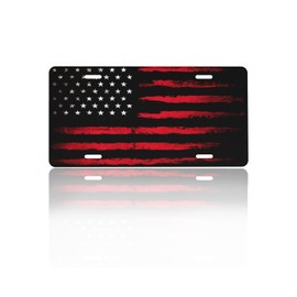 GACCAP GACCAP License Plate Cover Car Decor Accessory Aluminum Metal Rust-Proof US Car Plate Novelty Vanity Tag Cover with 4 Holes for Men Women 6 * 12 in - Black Red American Flag