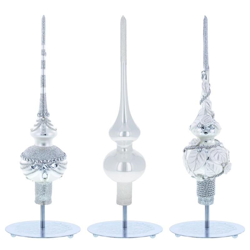 BestPysanky Ornate Silver Metal Rod Tree Topper Stand Display Stand