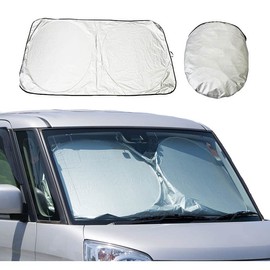 Front Sun Shade Car Darkening Magical Shade Thermal Insulated Sun Shade Without Suction Cup Folding Car Sun Shade Lightweight, Compact, Storage Bag Included (M Size: 51.2 x 27.6 inches (130 x 70 cm)